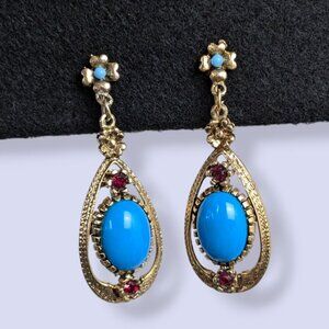 Vintage Celebrity Dangling Blue Stone Earrings